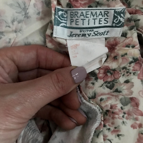 Vtg Braemar Petites Jeremy Scott Floral Dress 7/8 - Picture 5 of 5